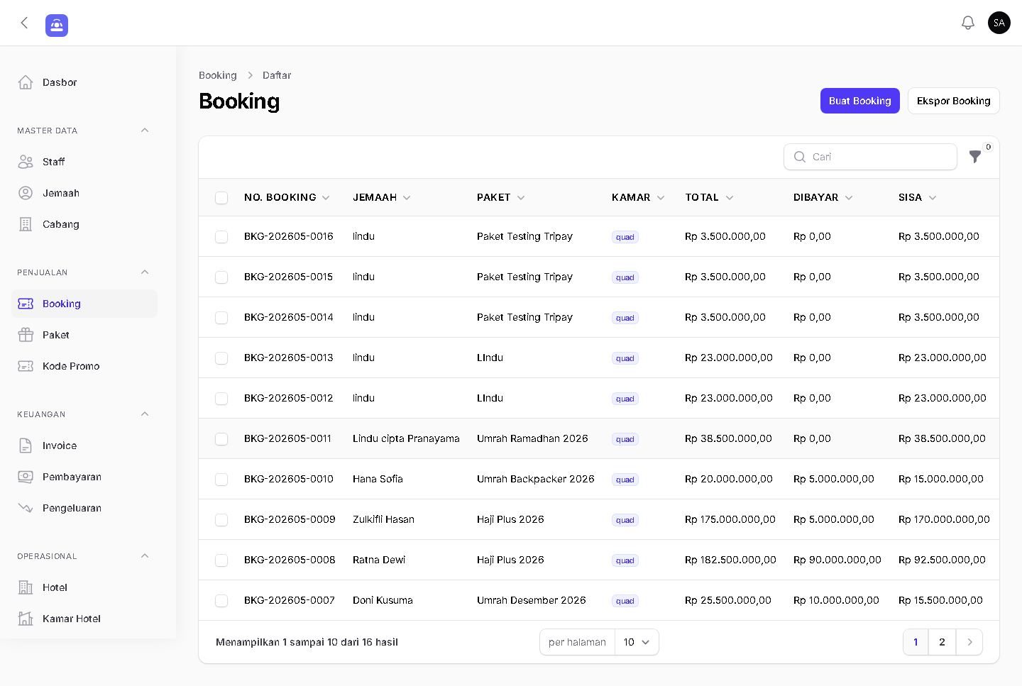 Booking & Transaksi — 12 Status Workflow